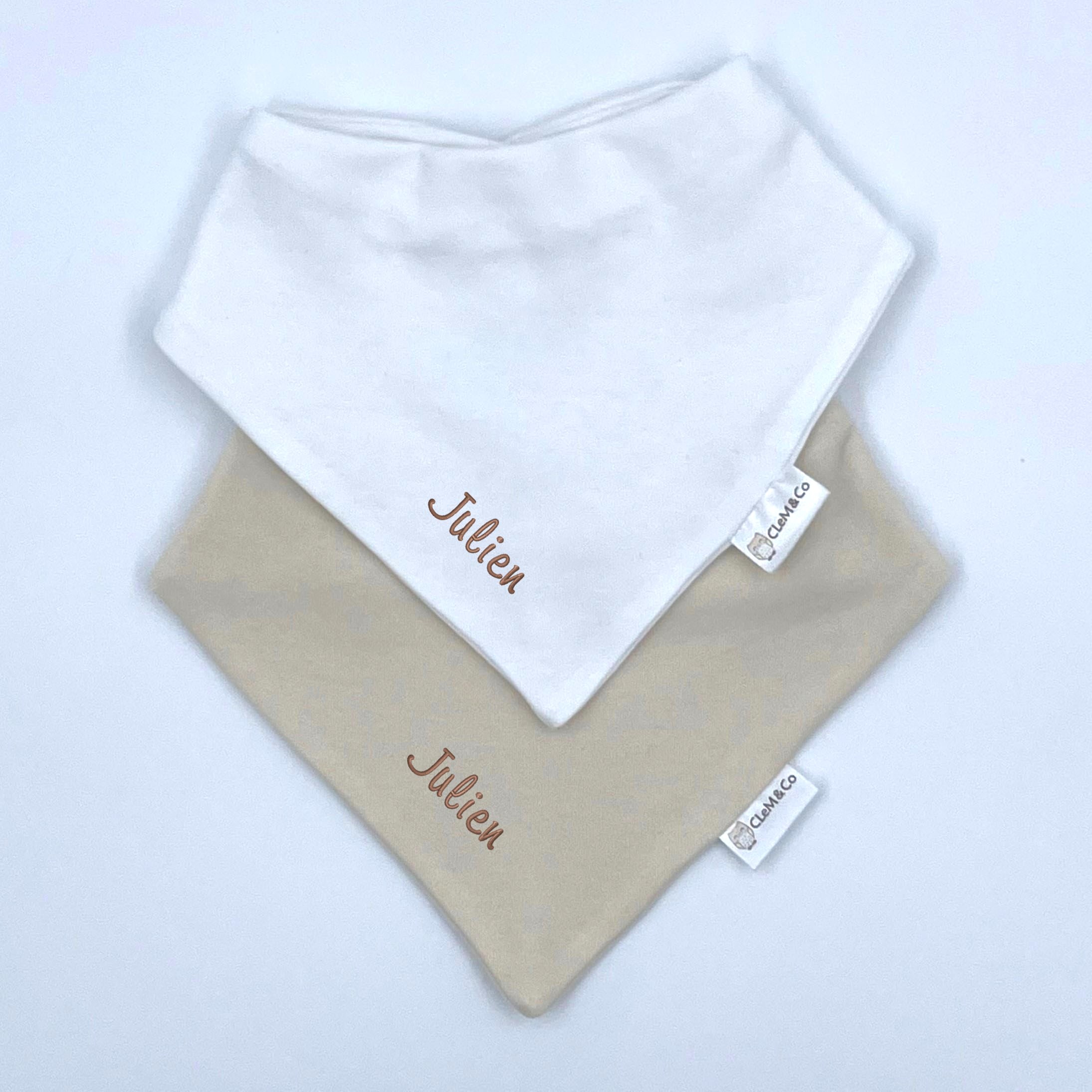 Lot de 2 bavoirs - Beige & Blanc