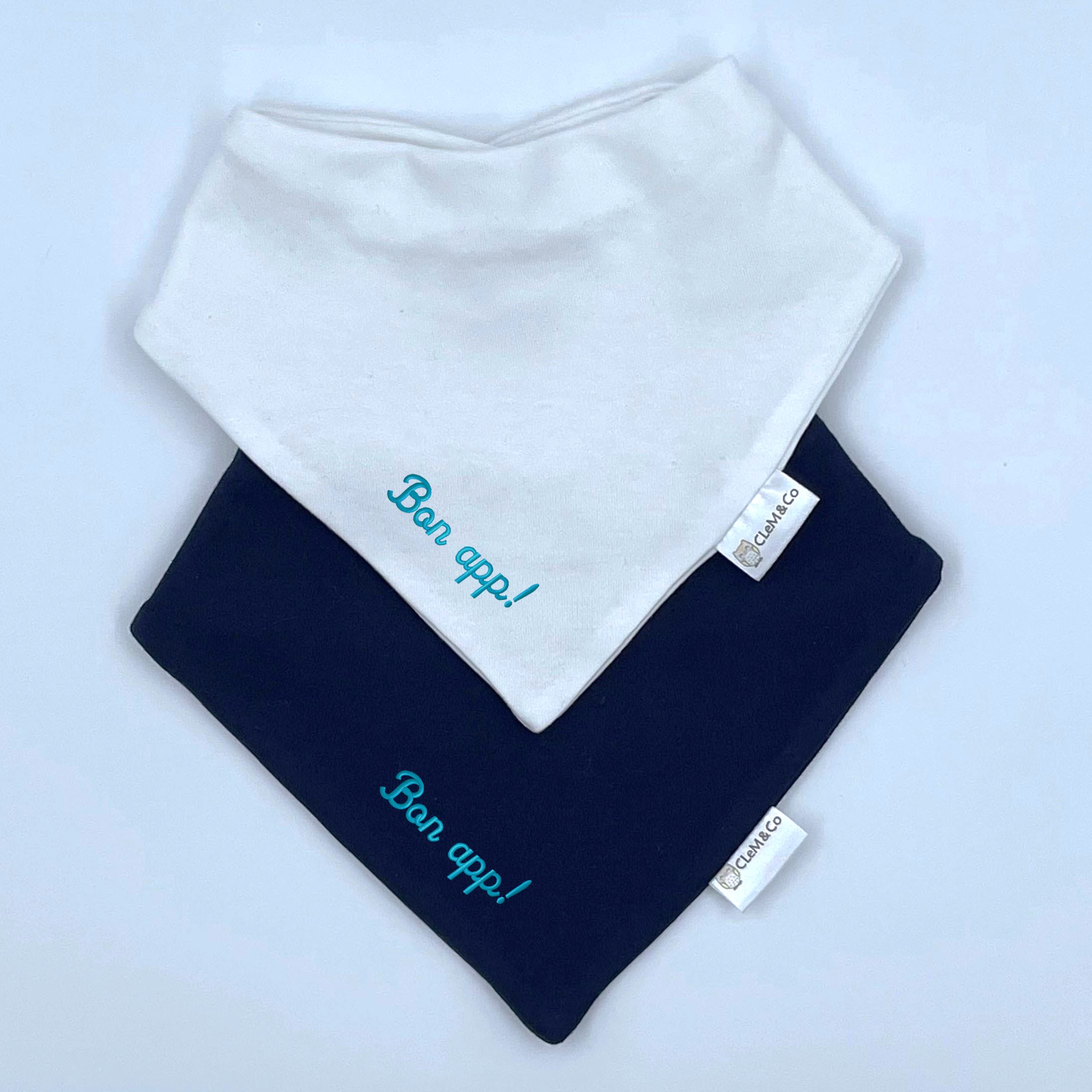 Lot de 2 bavoirs - Marine & Blanc