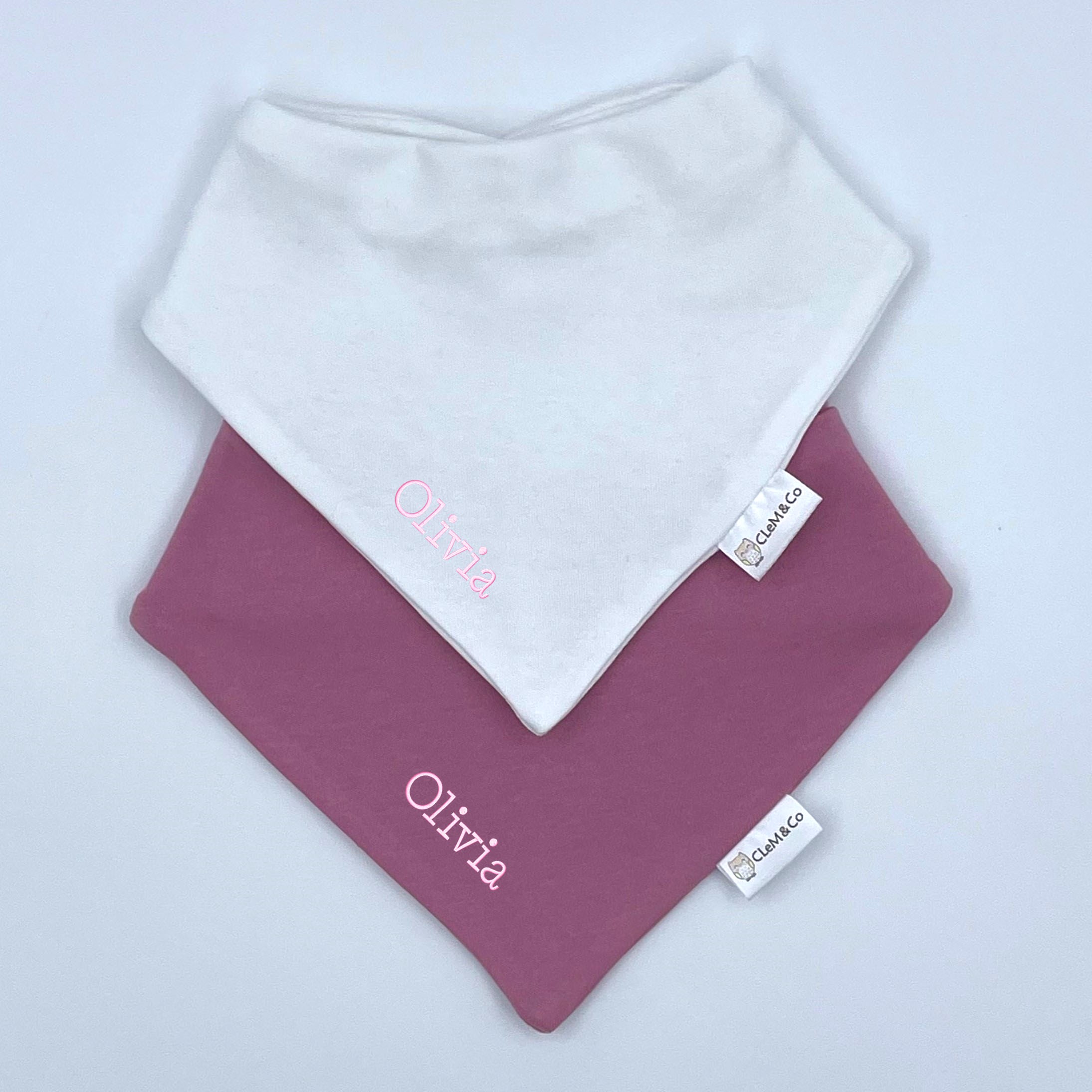 Lot de 2 bavoirs - Rose & Blanc